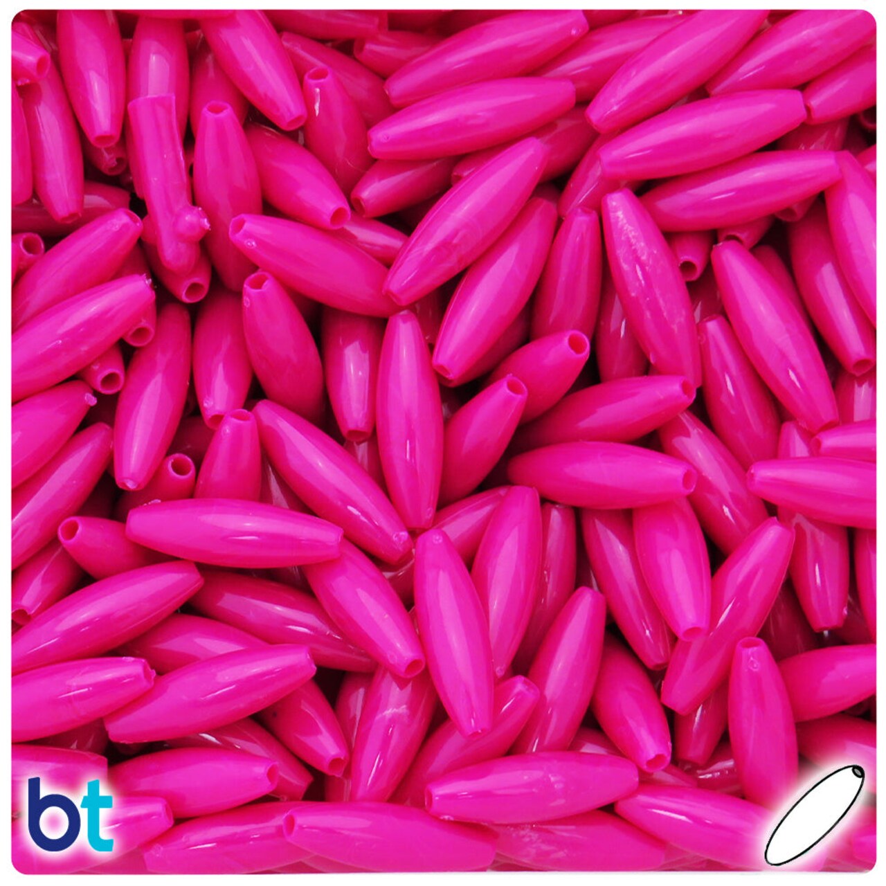 BeadTin Mulberry Opaque 19mm Spaghetti Plastic Craft Beads (150pcs)